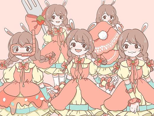 日系人物纸胶带-草莓芭菲系列