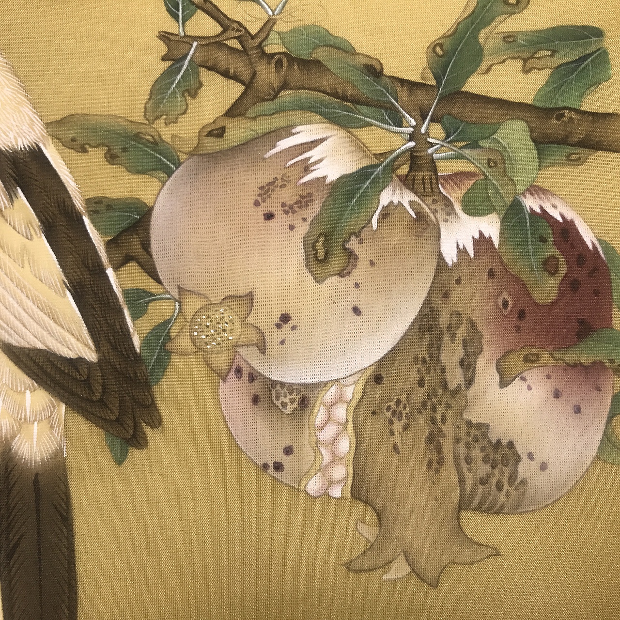 临作-榴枝黄鸟 工笔手绘