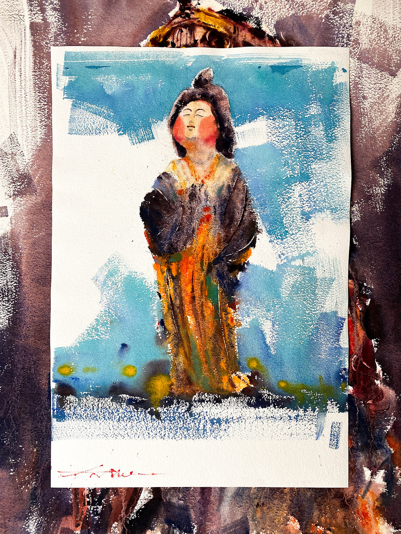 大猫水彩-唐三彩微胖小女神（图ZMjgzMTY3Mzgw） - 艺术插画 - 站酷设计师大猫爱看鱼原创素材 - 站酷ZCOOL
