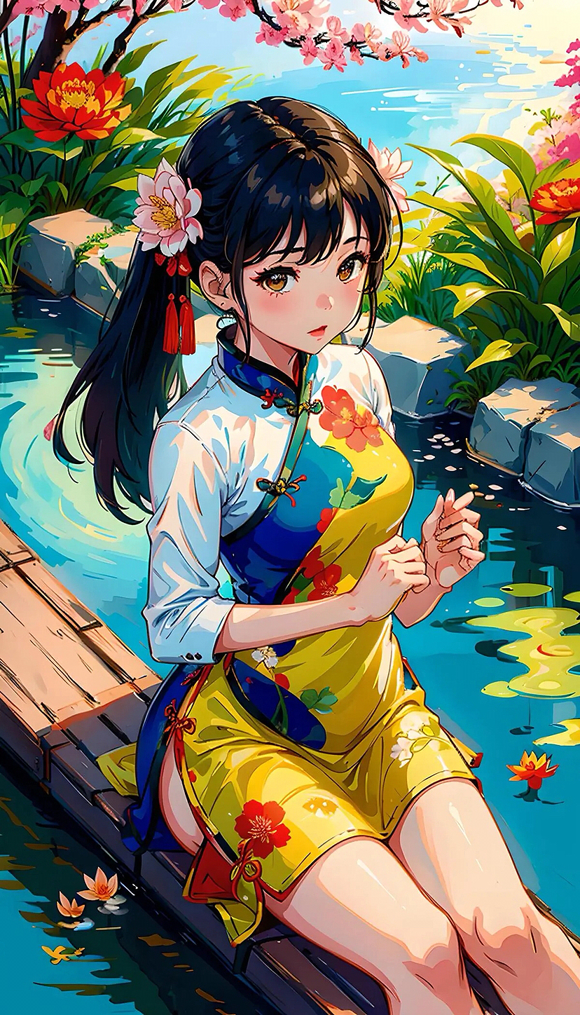 池边少女（图ZMzQwODgyMjI0） - AI作品 - 站酷设计师Jean29原创素材 - 站酷ZCOOL