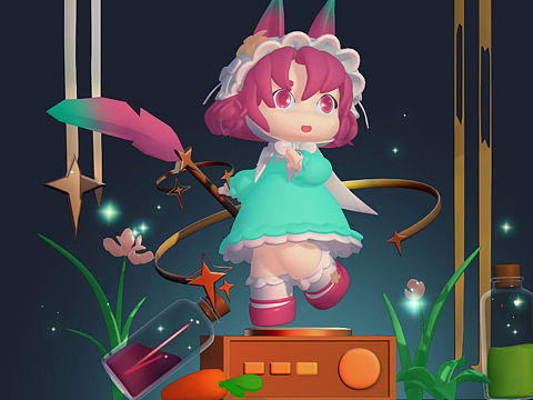 红狐少女3d模型