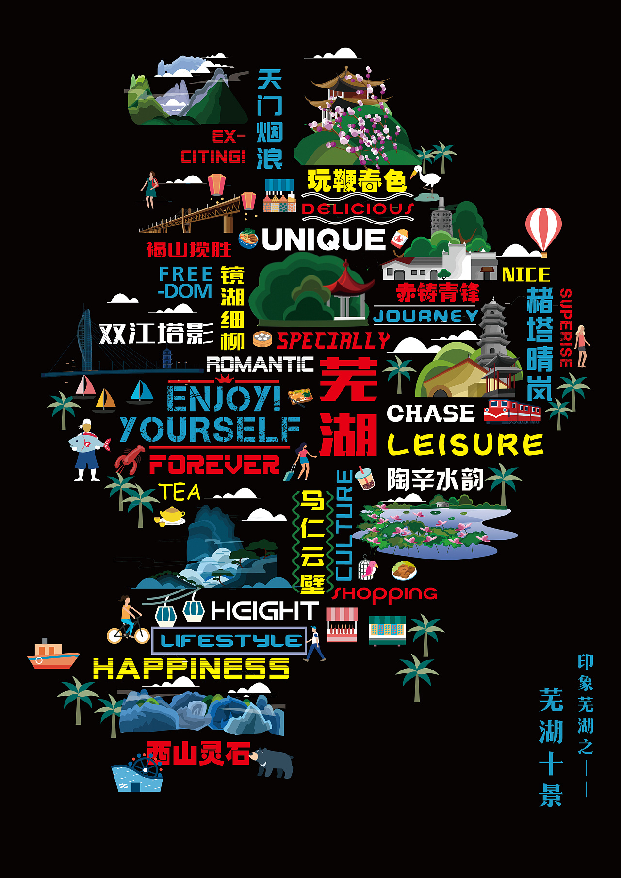 芜湖十景创意地图