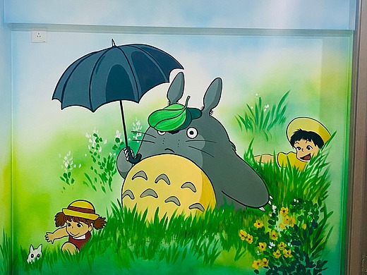 太原家装儿童房彩绘墙绘壁画龙猫