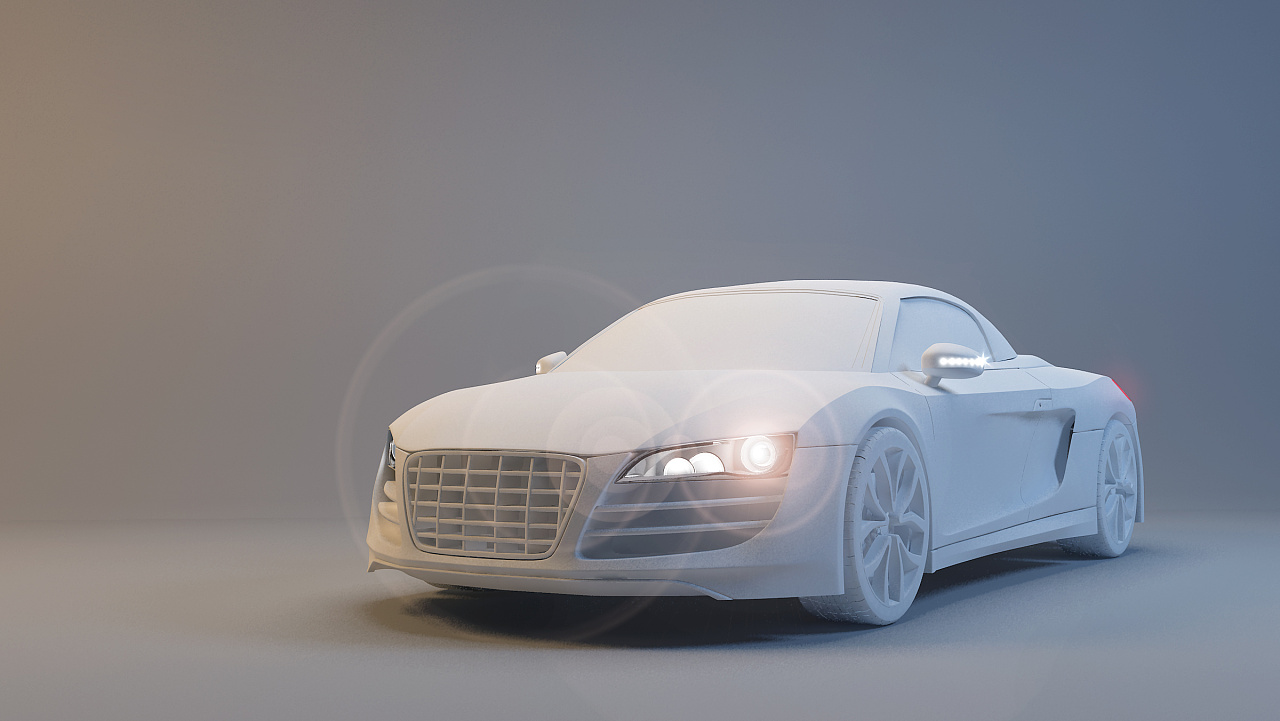 3dsmax奥迪r8建模素模渲染