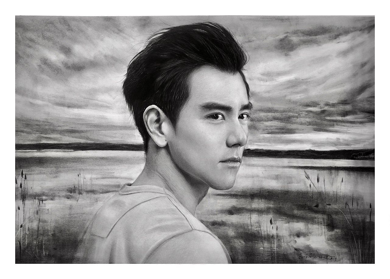 炭笔素描彭于晏