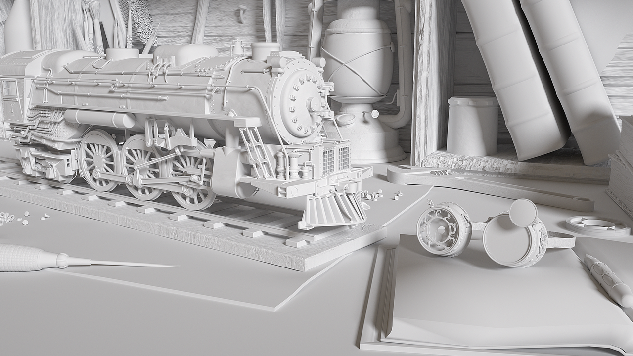 C4D丨机械工坊——蒸汽列车