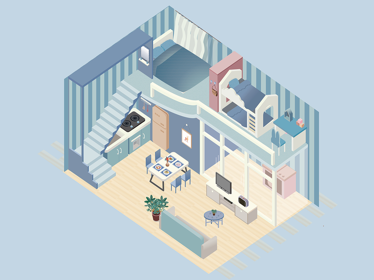 2.5d复式小窝|插画|创作习作|烟灰系青柠_原创作品-站酷zcool