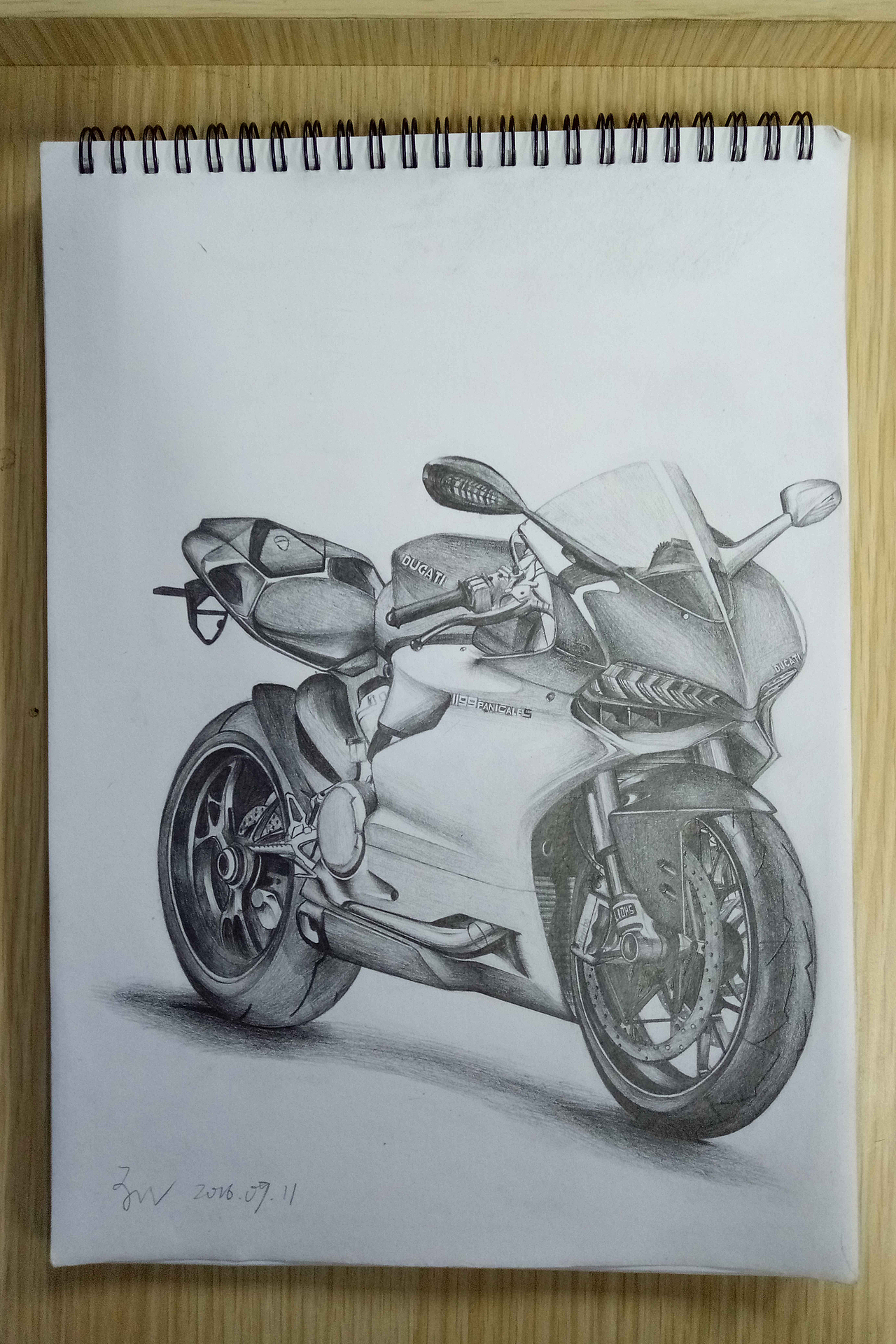 摩托车手绘#杜卡迪1199#素描