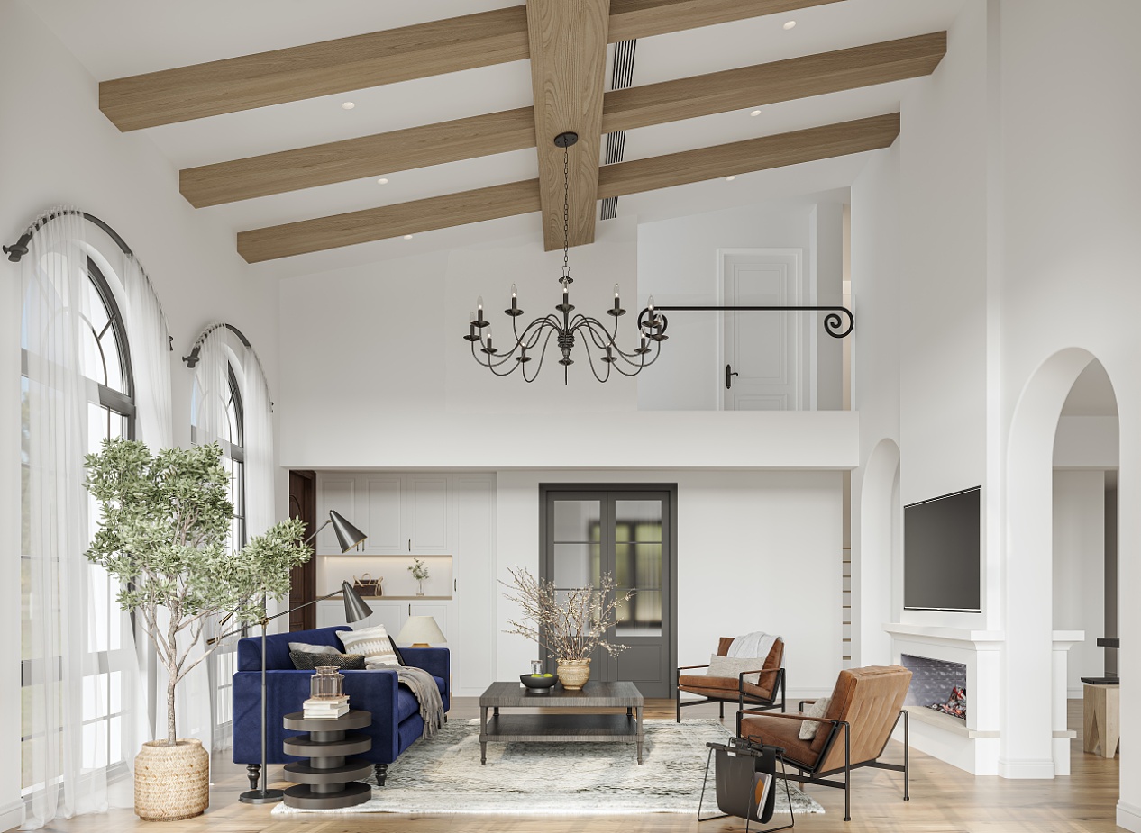 现代美式|3D渲染图