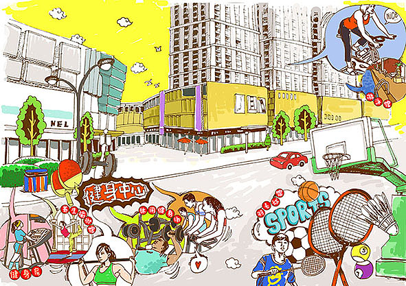 安徽国购集团·国购广场宣传插图Ⅲ（图ZMTQxMzIzNDg=） - 商业插画 - 站酷设计师Bigfish大鱼君原创素材 - 站酷ZCOOL