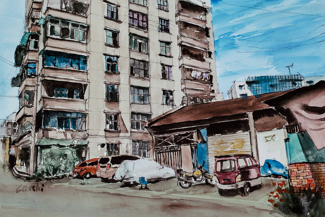 水彩手绘我的家乡-四川广汉