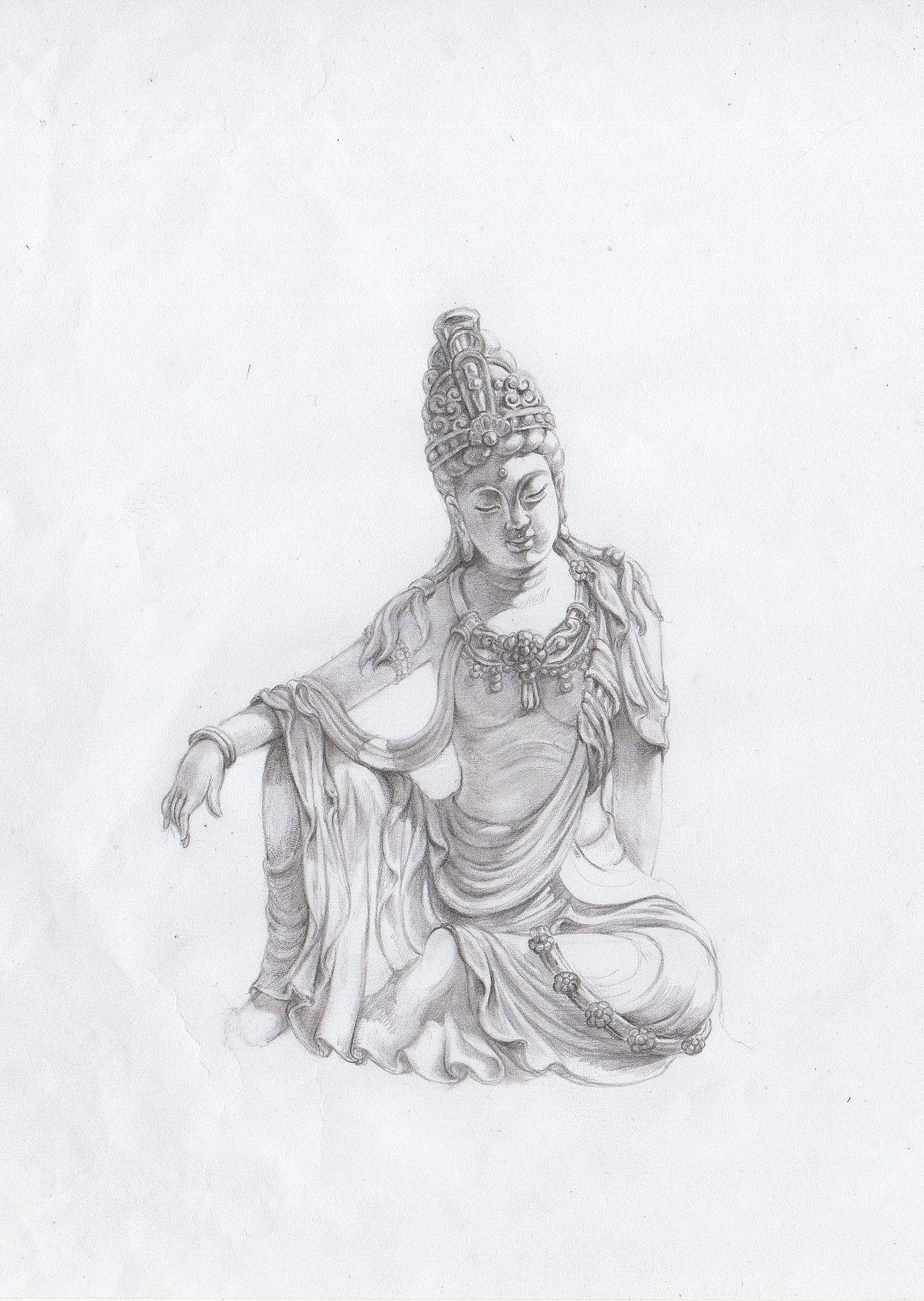 佛教题材 自在观音素描