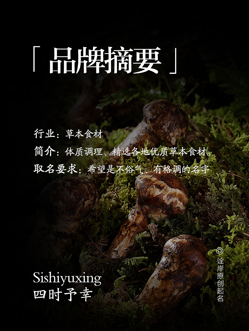 食品品牌起名取名|草本的食材，简单的幸福。（图ZMzUyNTU2MDIw） - 文案/策划 - 站酷设计师诠岸品牌命名设计原创素材 - 站酷ZCOOL