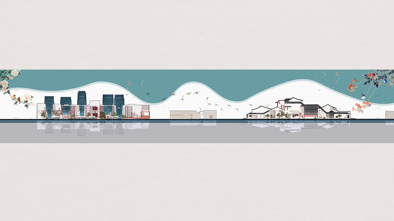 “之山折水”建筑插画