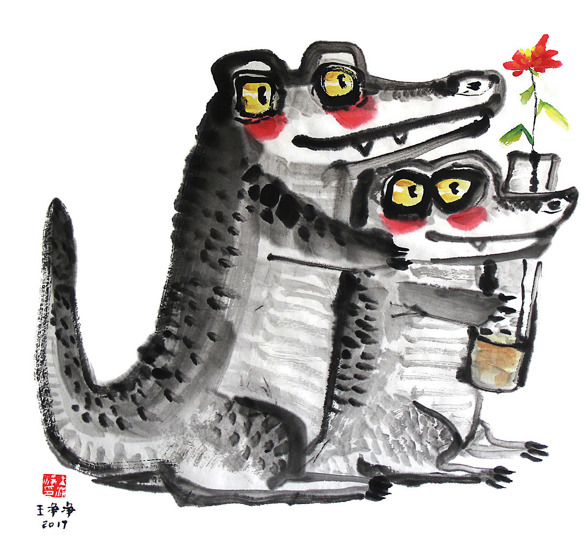 宣纸水墨插画鳄鱼系列（图ZMTExOTc5NDk2） - 儿童插画 - 站酷设计师画儿晴天原创素材 - 站酷ZCOOL