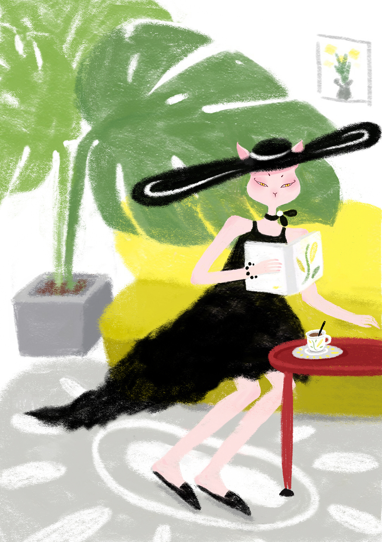 喵小卉ip形象日历插画