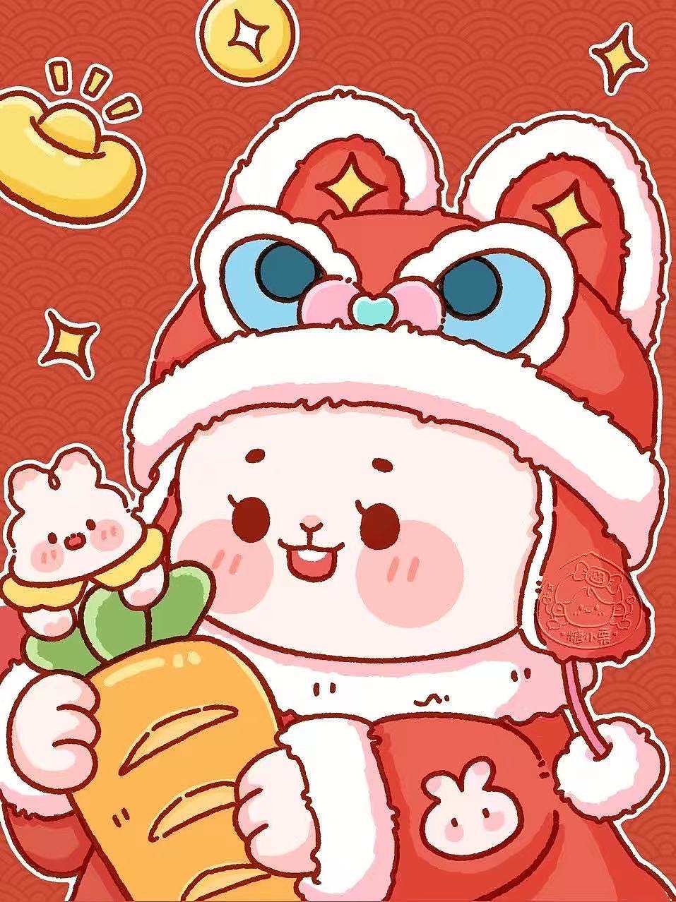 可爱兔年新年红包封面圣诞节新年壁纸插画（图ZMzI1ODY5NDM2） - 商业插画 - 站酷设计师糖小栗呀原创素材 - 站酷ZCOOL