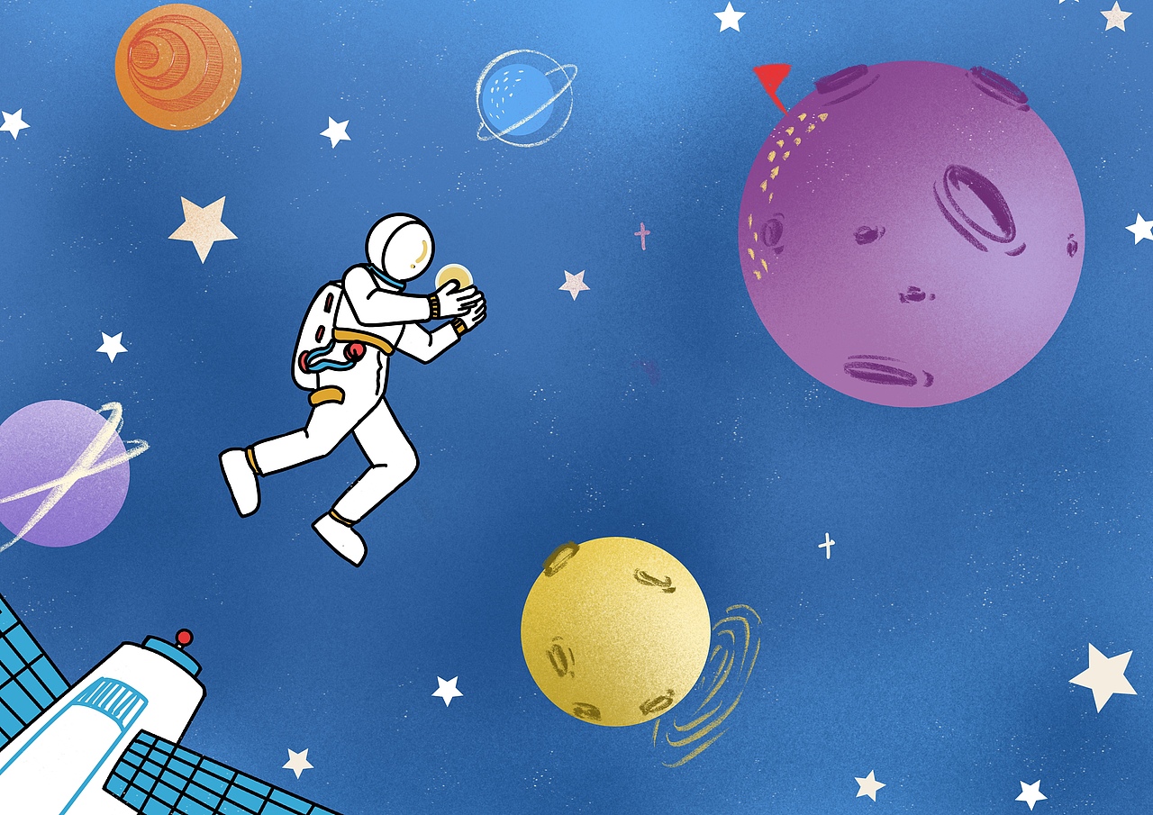 宇宙星空 宇航员主题 生日派对展板