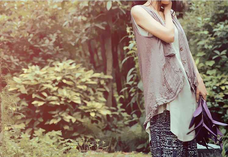 【韵文】RHYME原创设计 宽松文艺女夏季新款棉麻长款背心t恤