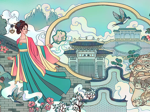 岭南国风插画