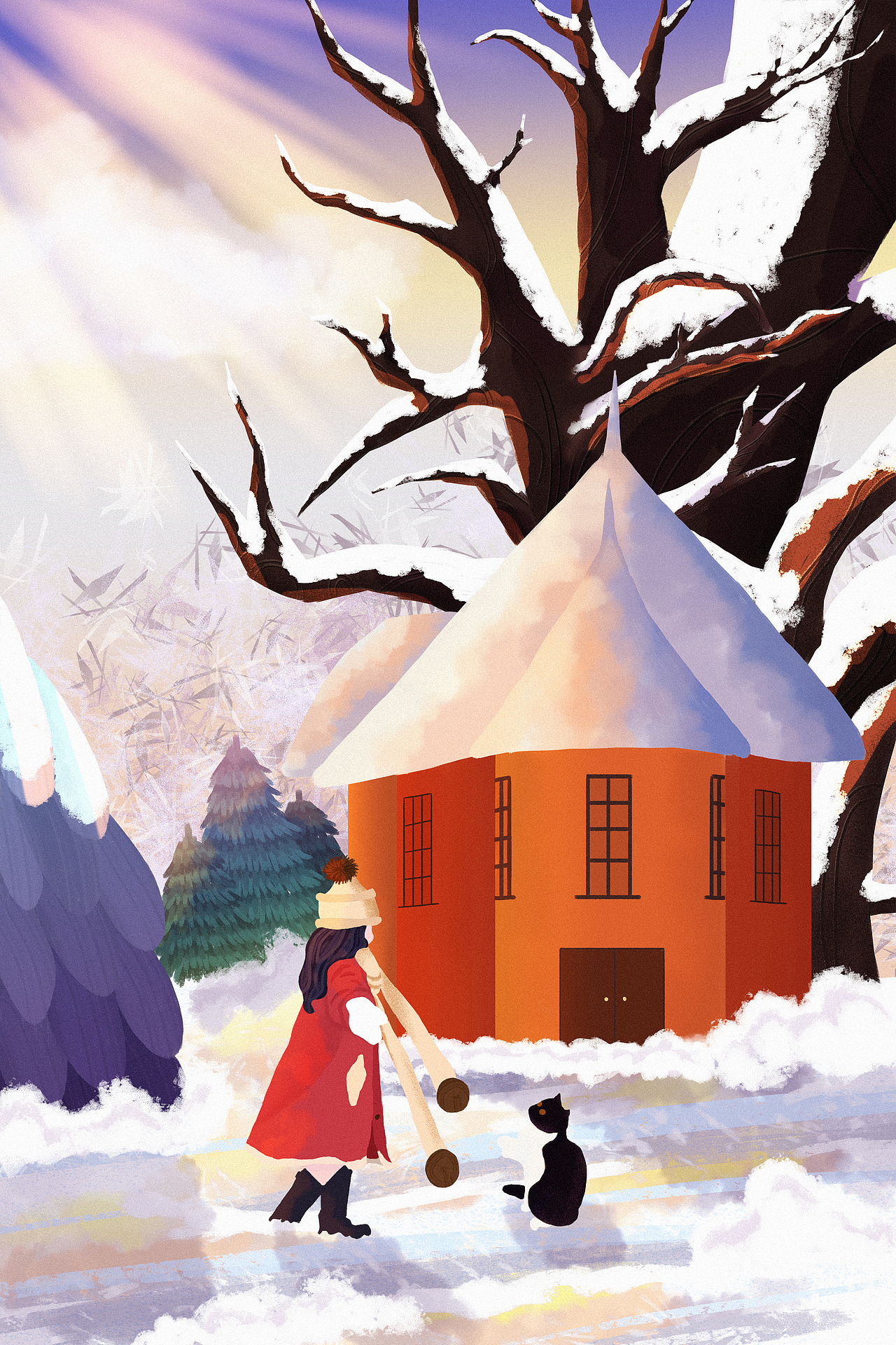 冬季里的我和貓（圖ZMzExNDgyODk2） - 創(chuàng)作習(xí)作 - 站酷設(shè)計(jì)師迷糊de小老鼠原創(chuàng)素材 - 站酷ZCOOL