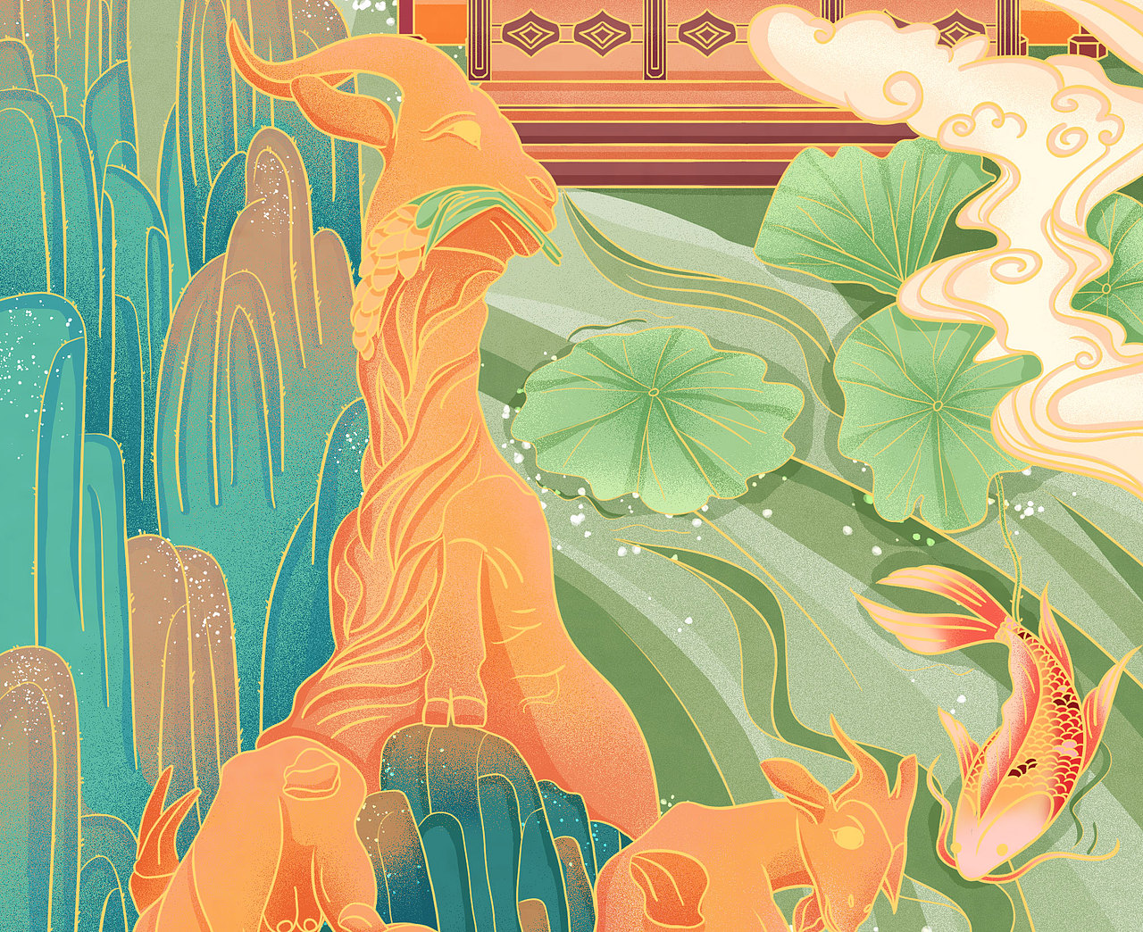 记忆广州-国潮插画（图ZMjU4NTA1NzU2） - 创作习作 - 站酷设计师新鲜板砖来一扎原创素材 - 站酷ZCOOL