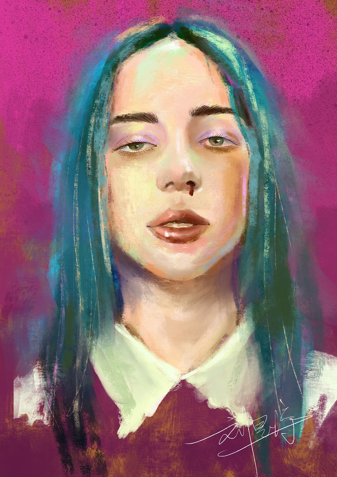 Billie Eilish（圖ZMTY5OTU2NzEy） - 創(chuàng)作習(xí)作 - 站酷設(shè)計師搶救浪漫原創(chuàng)素材 - 站酷ZCOOL