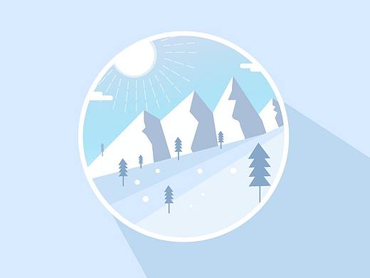 雪山海洋沙漠湖泊森林夜晚落日瀑布色调插画小练习