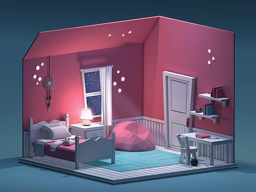 小卧室（个人主页-ZMzY2NDczNDg=） - 场景 - 站酷设计师小F同学原创素材 - 站酷ZCOOL