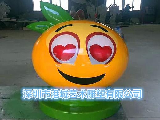 玻璃钢桔子橘子橙子卡通表情包雕塑柑橘柑桔子公仔形象