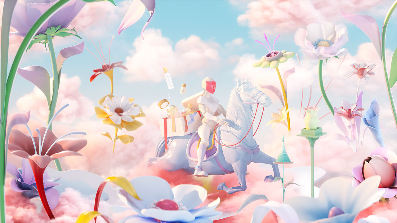 C4D夏日奇遇KV/天猫猫头KV（图ZMjczNTE1NTQ4） - 场景 - 站酷设计师冼英俊原创素材 - 站酷ZCOOL
