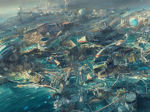 #AI创作实验室#学院都市，城市，半岛，未来科技，海（个人主页-ZNjI0NjIyMjA=） - AI作品 - 站酷设计师楼里巷外原创素材 - 站酷ZCOOL