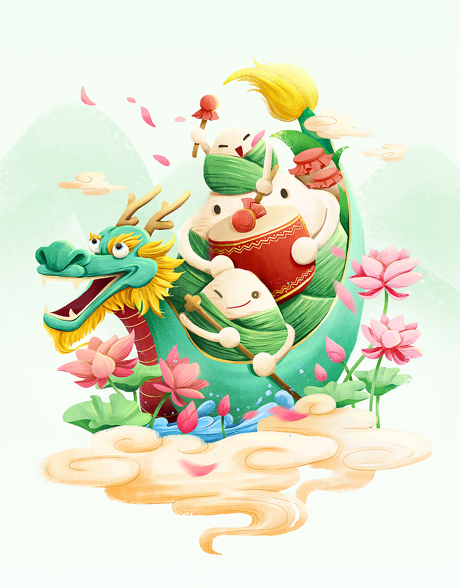 端午节插画赛龙舟