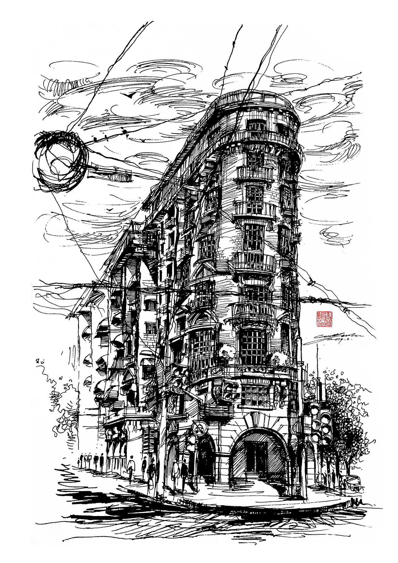 原创作品纯艺术绘画钢笔画手绘作品黑白画[驮茶马帮]295手绘v设计致敬