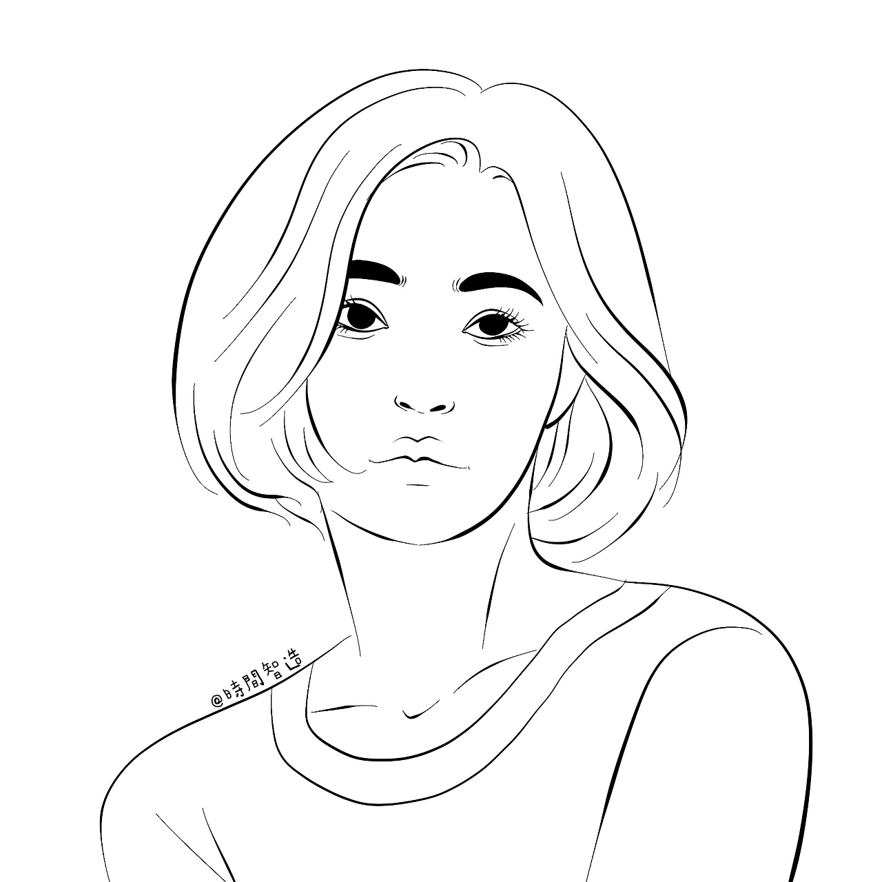 女生头像线稿（图ZMjY3MTU3ODU2） - 创作习作 - 站酷设计师時間智造原创素材 - 站酷ZCOOL