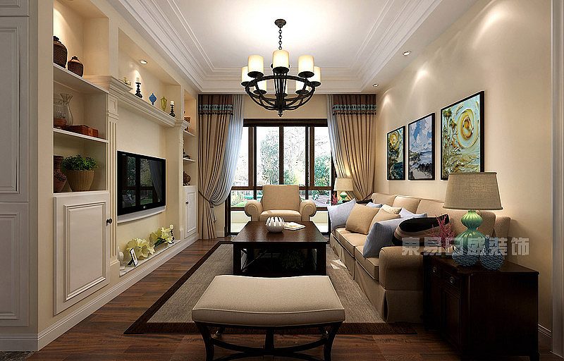 大连大户型装修-中航国际163㎡美式乡村