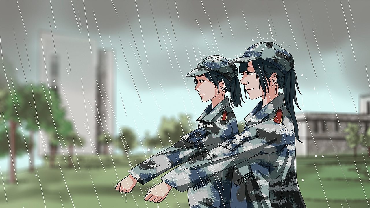 军训插画练习|插画|创作习作|二水qwq_原创作品-站酷zcool