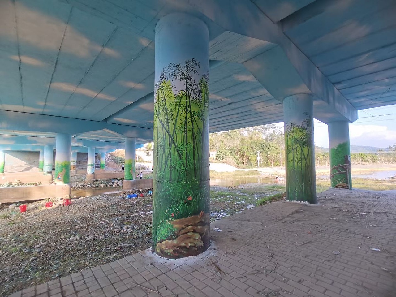 乡村振新,熊猫、竹子文化墙绘