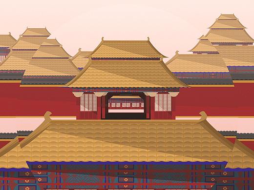 古风建筑-扁平