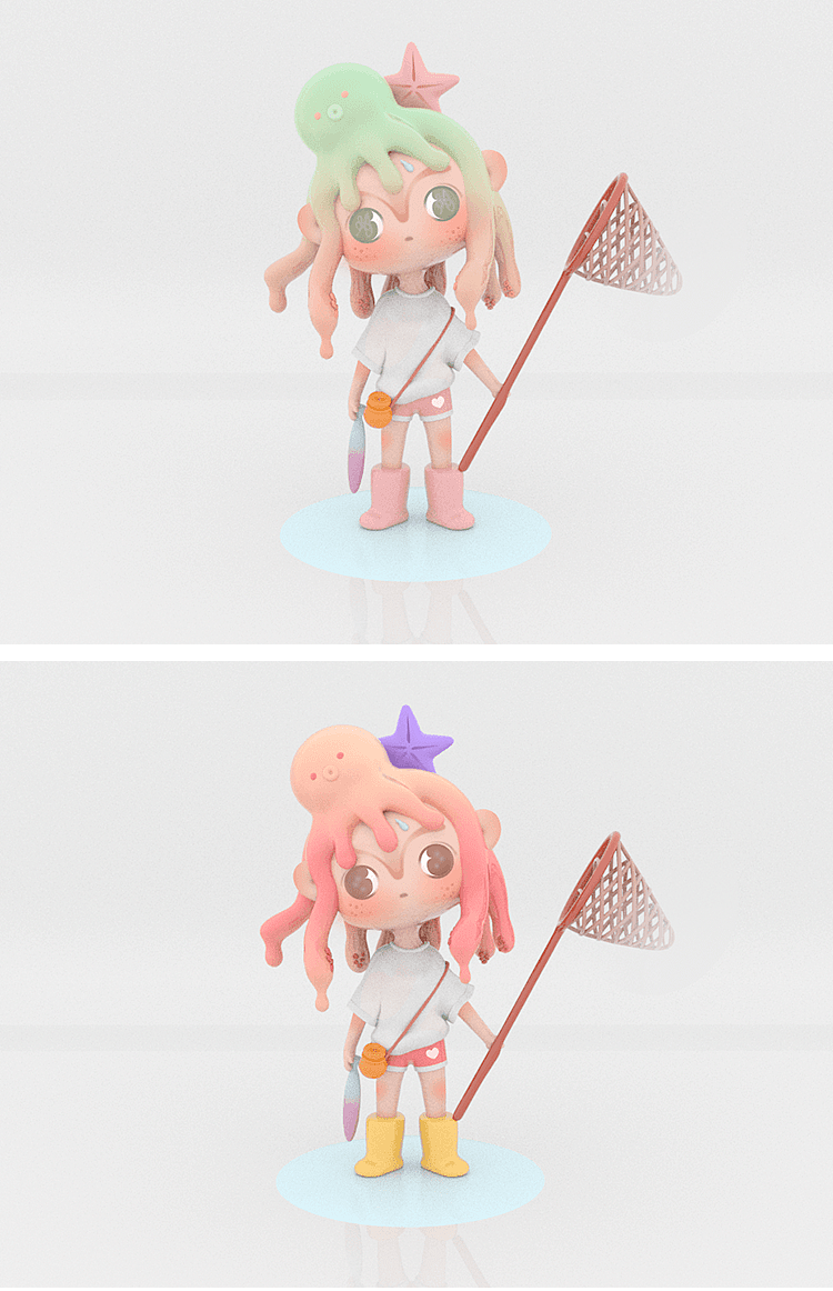 章鱼妹yoyo喊你去赶海啦,可以领养小章鱼哦|平面|ip