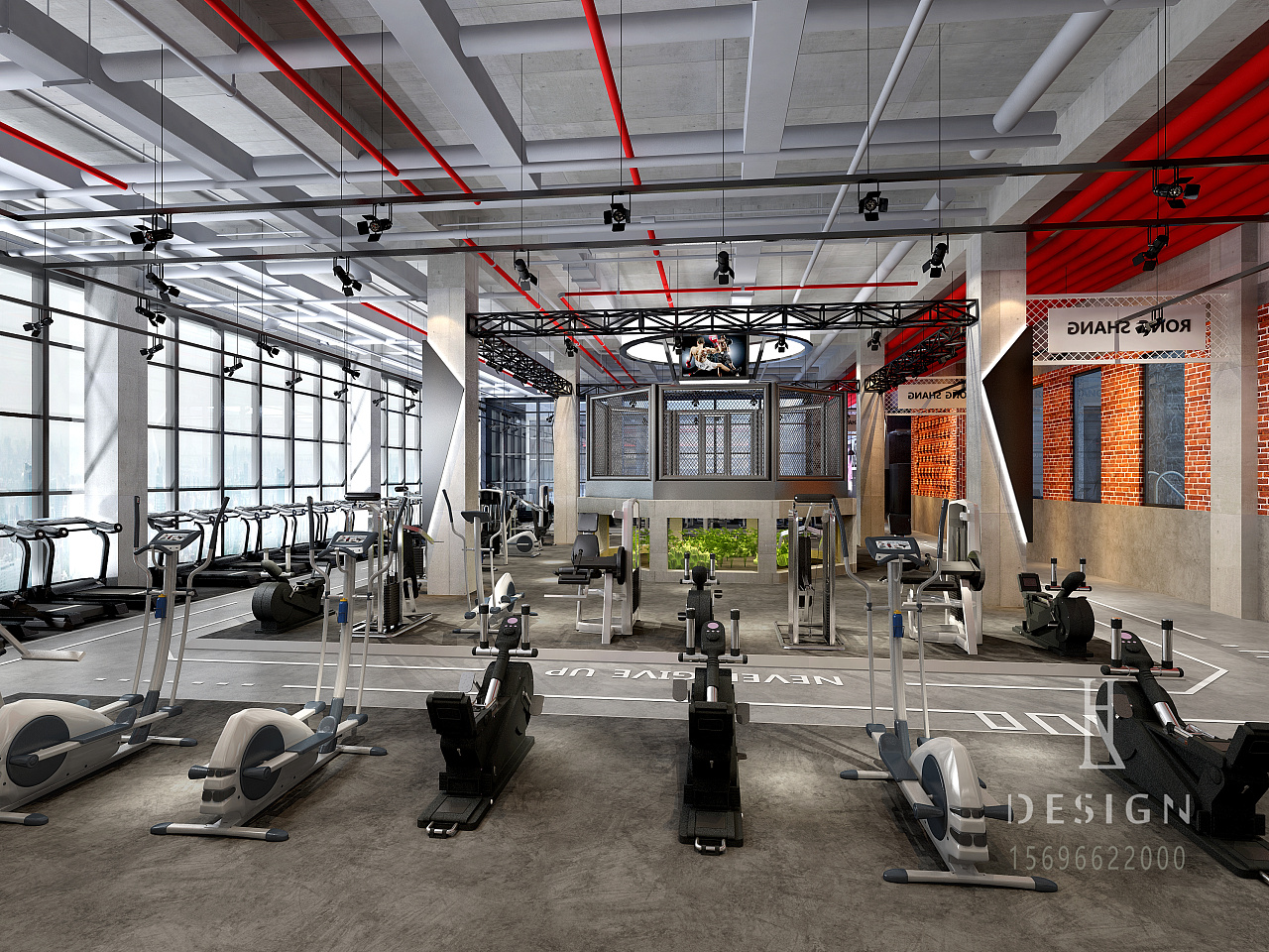 健身房设计效果图健身俱乐部设计健身会所设计