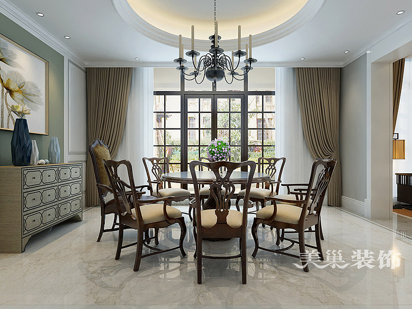 金沙湖高尔夫官邸别墅装修,600平欧式样板间设计——餐厅