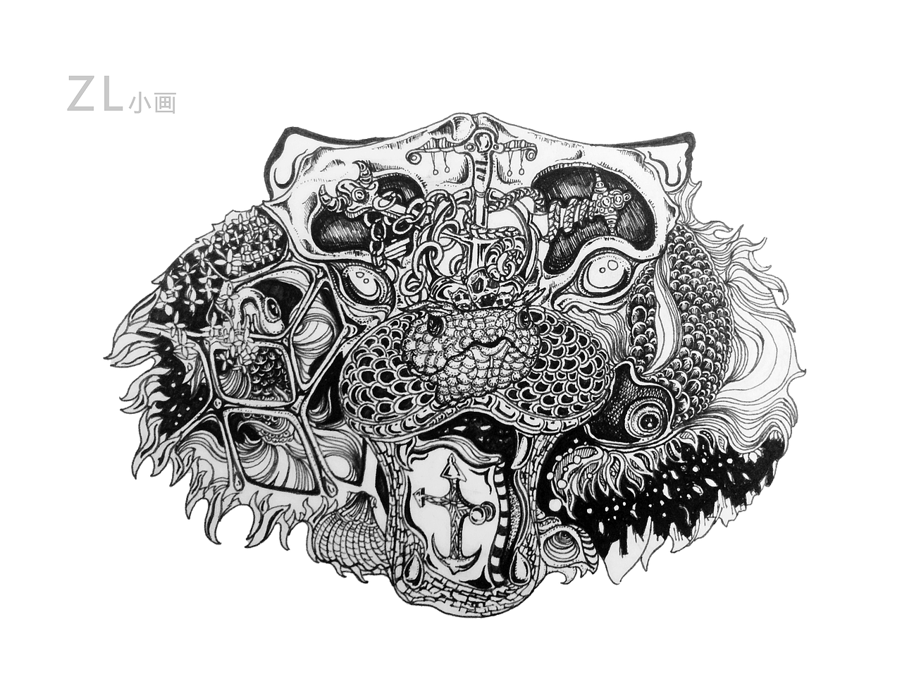 原创黑白插画（图ZMTg3NjgzMzEy） - 绘画 - 站酷设计师龍龍吖原创素材 - 站酷ZCOOL