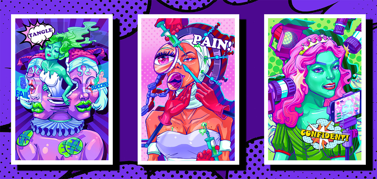 《整容日记》潮流插画·系列插画