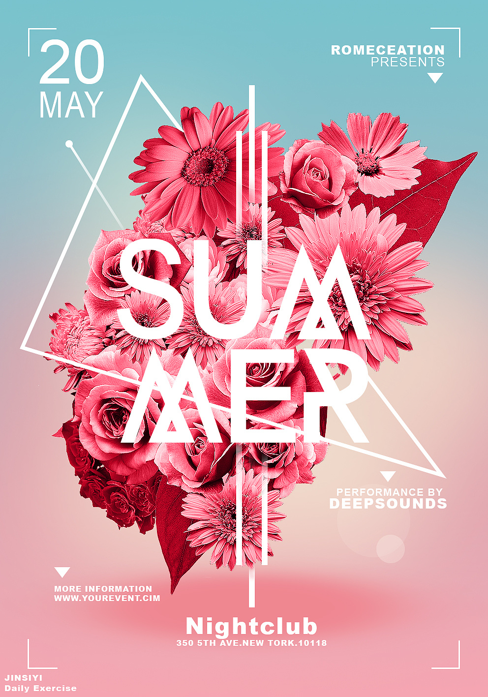 花团锦簇夏日海报练习