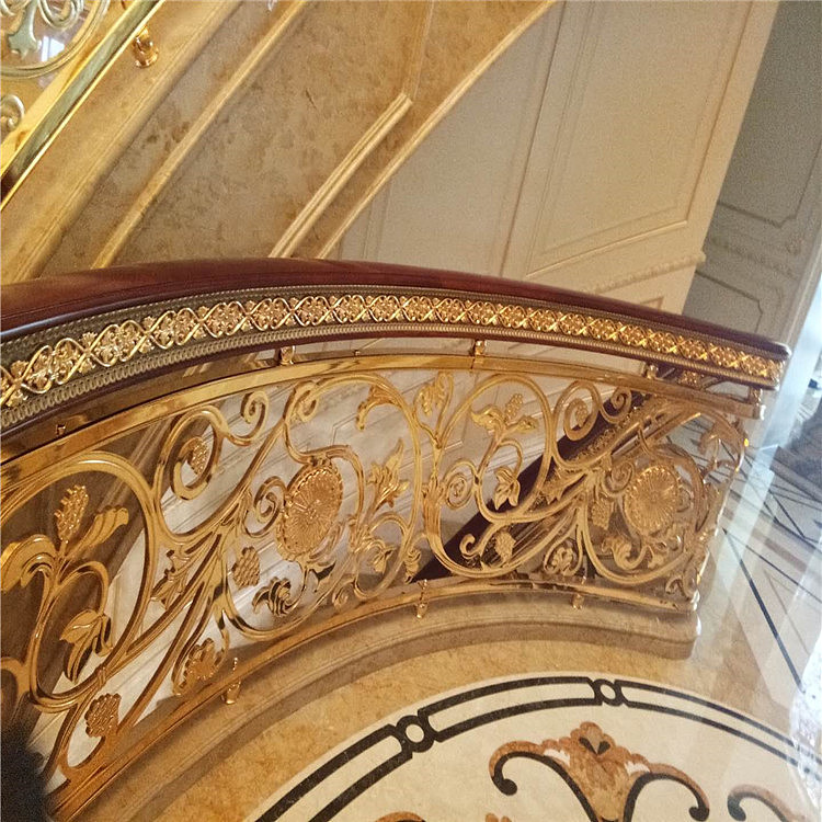 宾阳酒店铝板雕花镀金楼梯护栏众钰定制