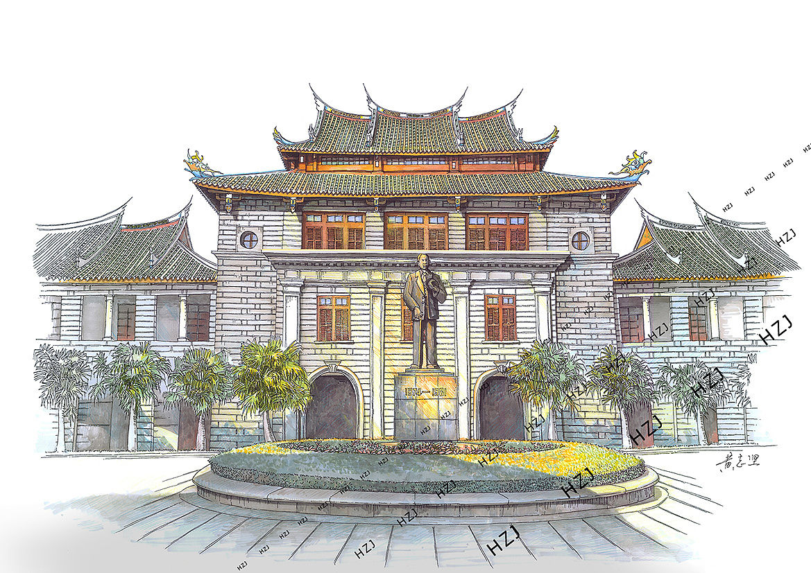 厦门大学 群贤楼 手绘