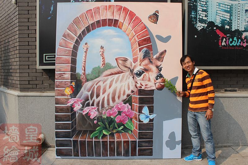 北京皇城手绘艺术部分墙面3d立体画作品北京3d立体画北京地面3d立体画