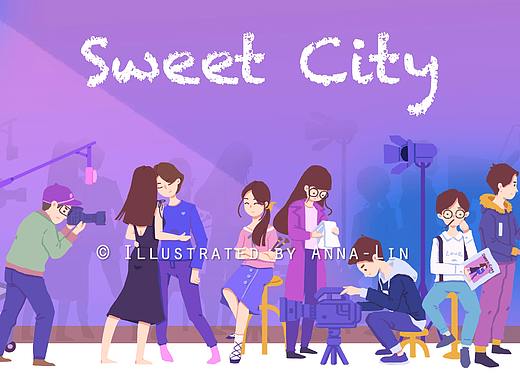 [Sweet City] 視頻封面插畫（個人主頁-ZMjc2MDAwNDQ=） - 商業(yè)插畫 - 站酷設(shè)計師Anna_Lin_小雪龍原創(chuàng)素材 - 站酷ZCOOL