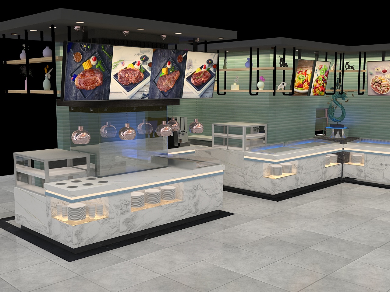 深圳迪克烧烤自助餐台布菲台设计制作安装